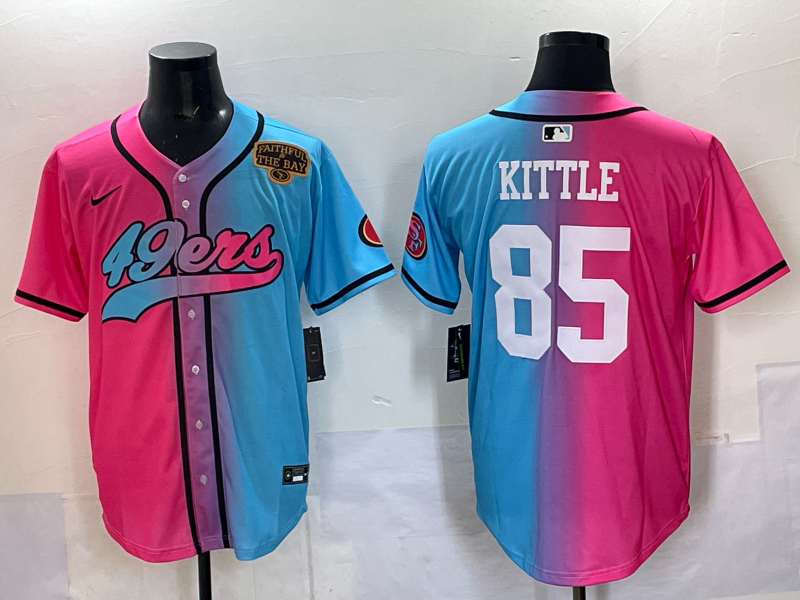 Men 2025 San Francisco 49ers #85 Kittle Pink Blue pink Nike Limited NFL Jersey 0013->san francisco 49ers->NFL Jersey